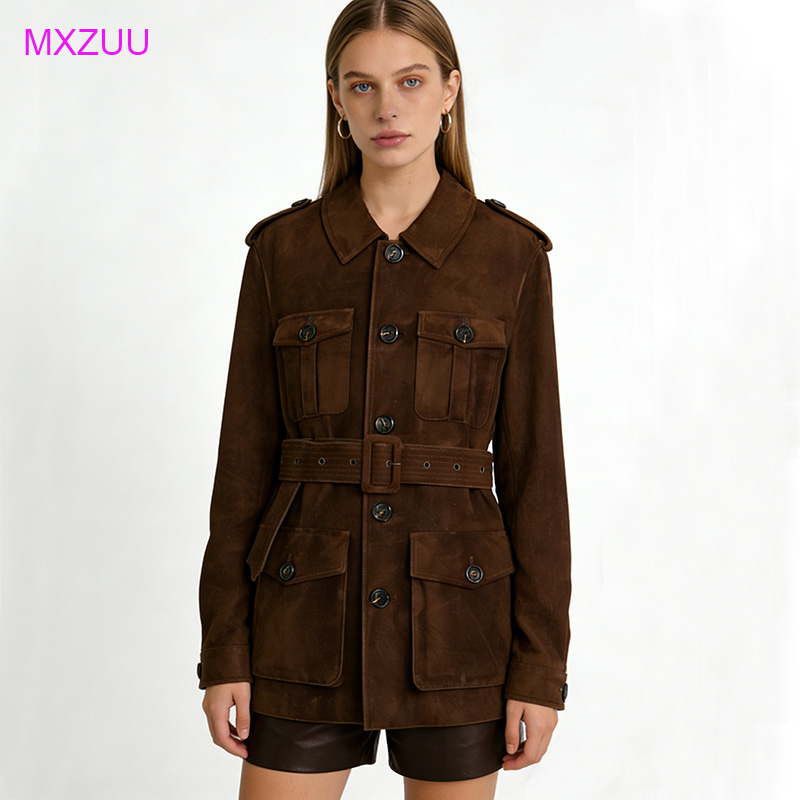 Baby Clothing High End - Braune Vintage Wildlederjacke für Damen –